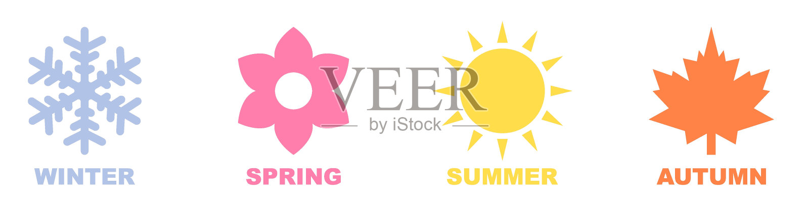 集季节图标，冬春夏秋插画插画图片素材