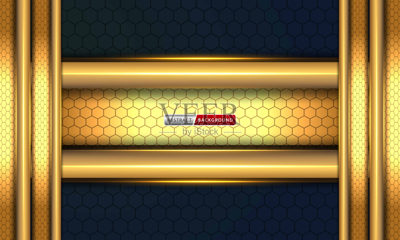 抽象的黑色和金色六边形的豪华背景向量插画图片素材