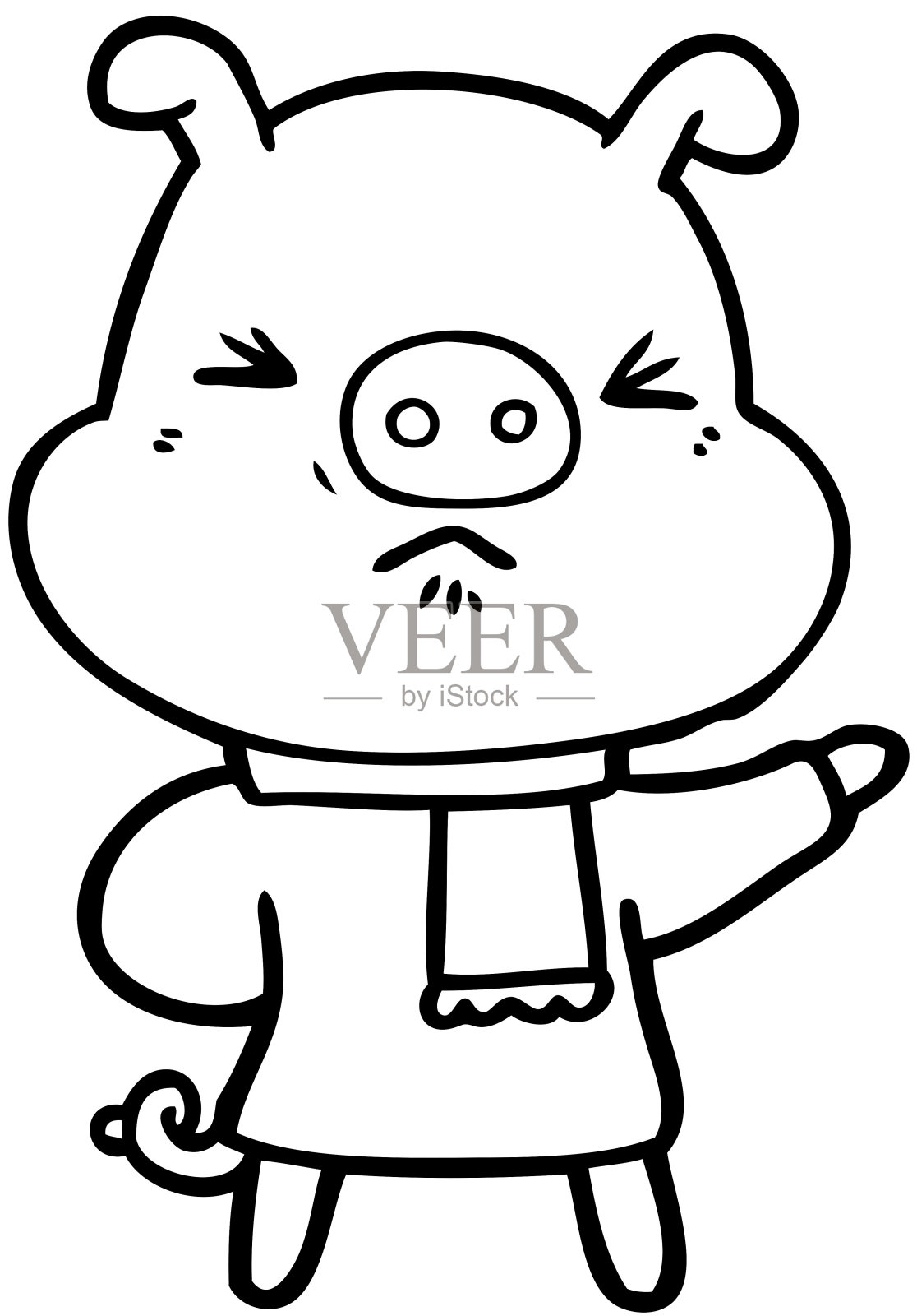 卡通愤怒的猪插画图片素材