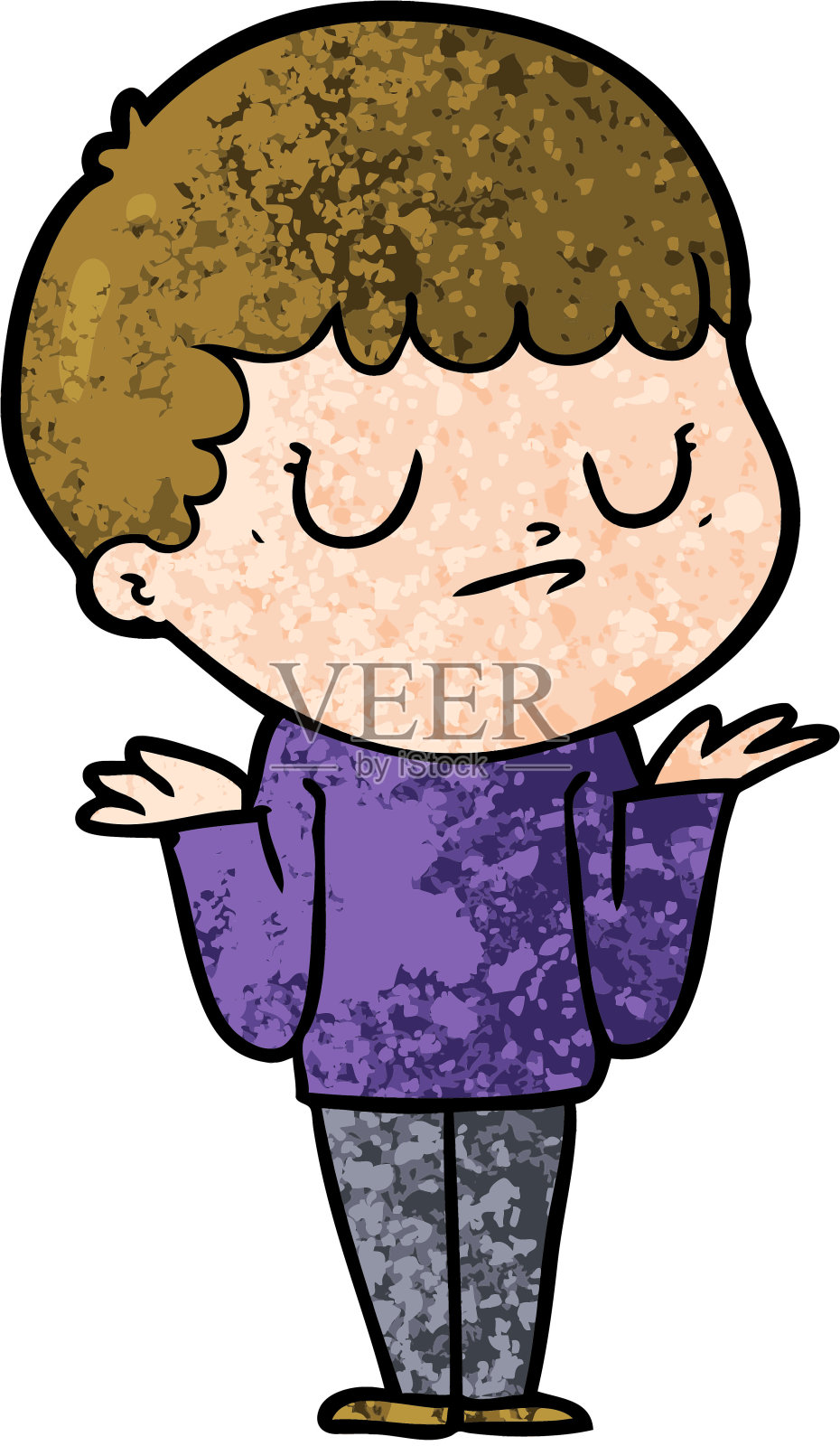 卡通脾气暴躁男孩插画图片素材