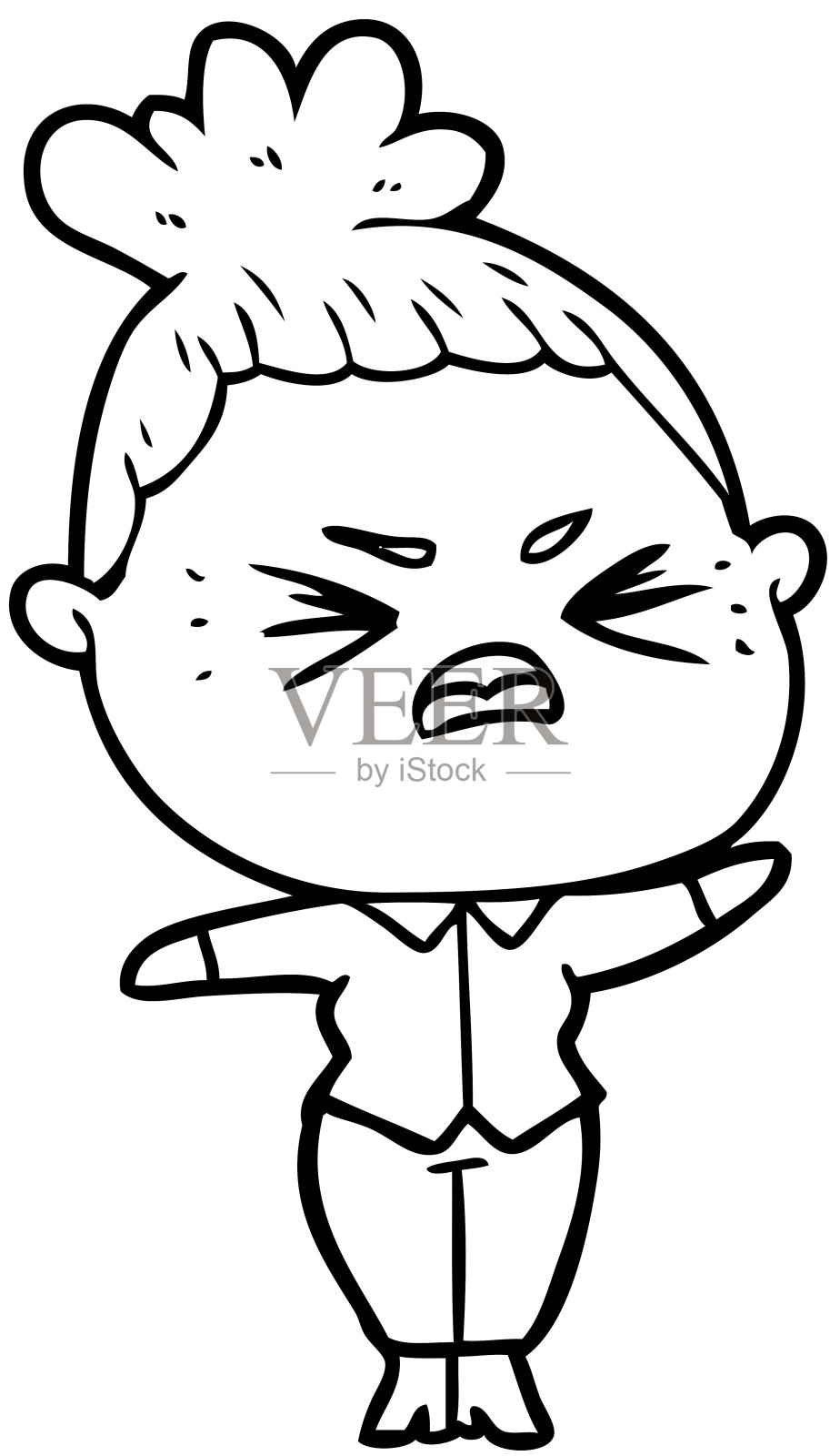 卡通愤怒的女人插画图片素材