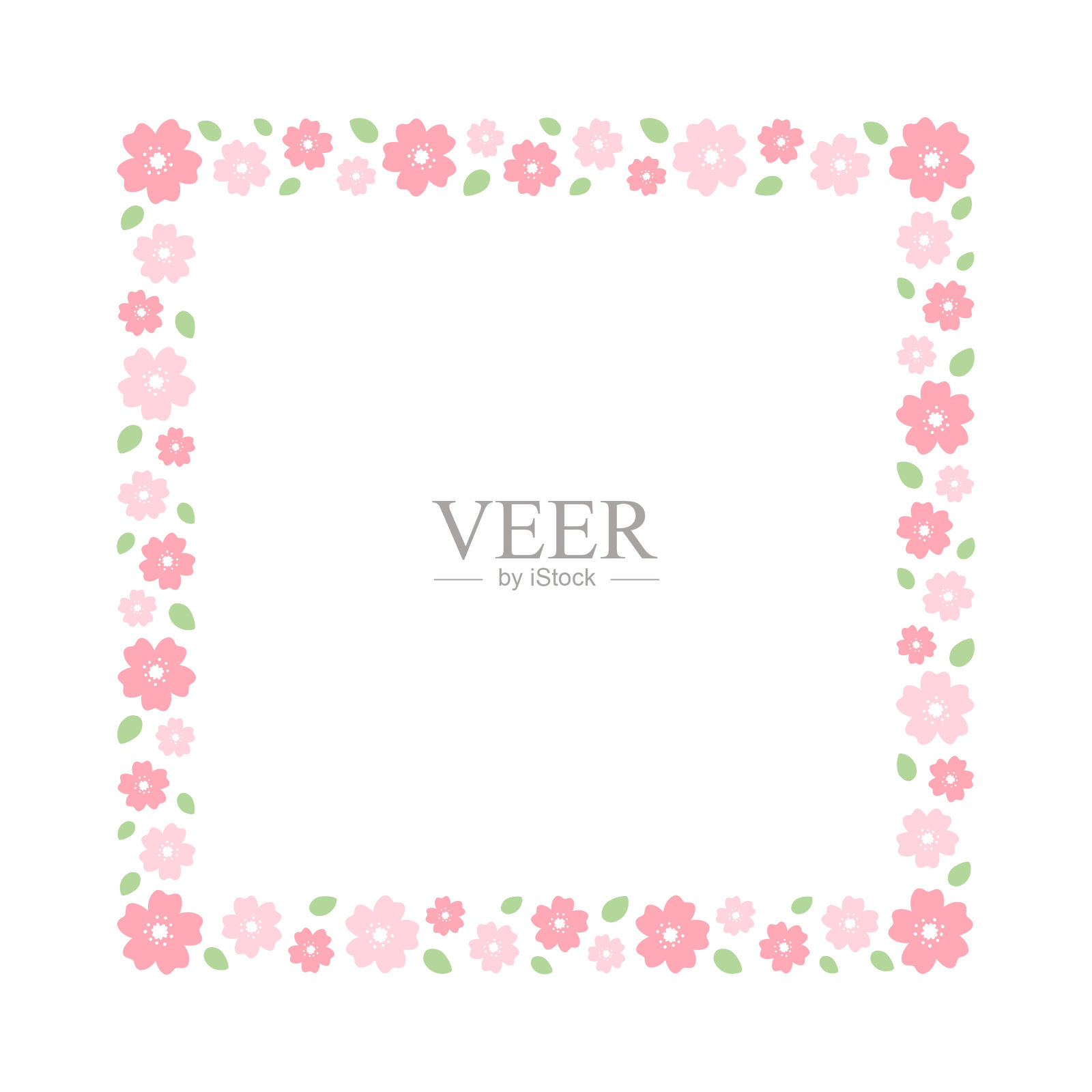 可爱的方形樱花框架插画图片素材