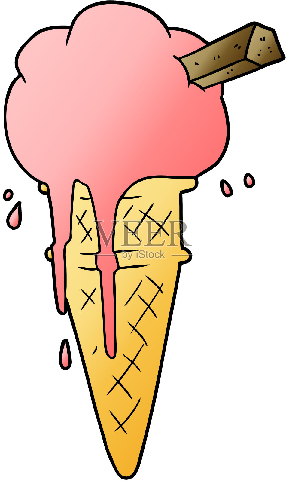 卡通冰淇淋融化插画图片素材