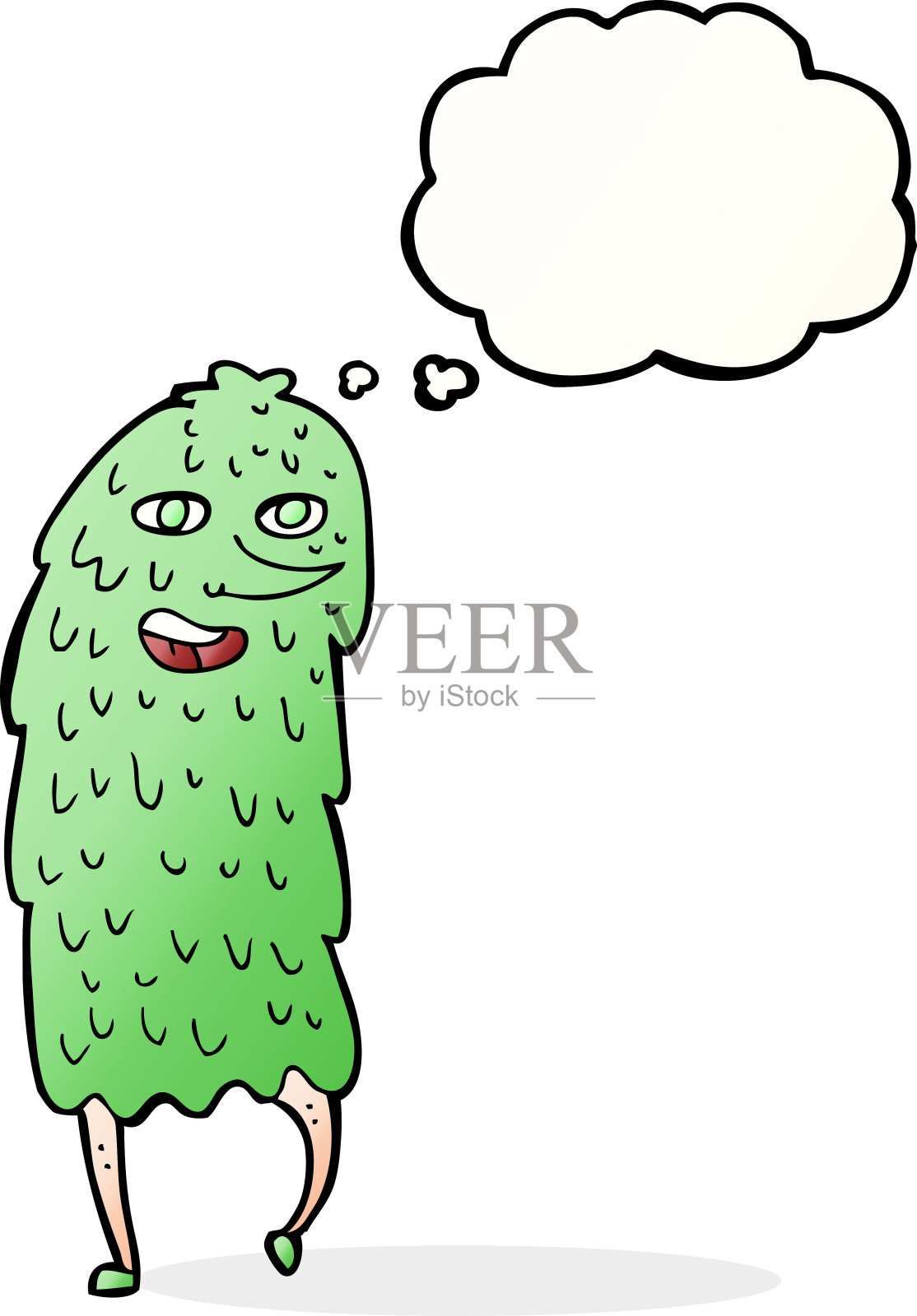 带有思想泡泡的卡通怪物插画图片素材