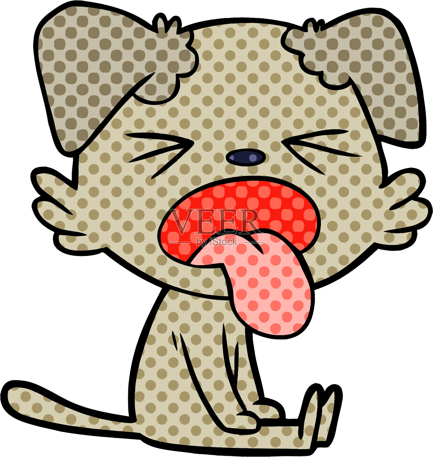 卡通坐狗插画图片素材