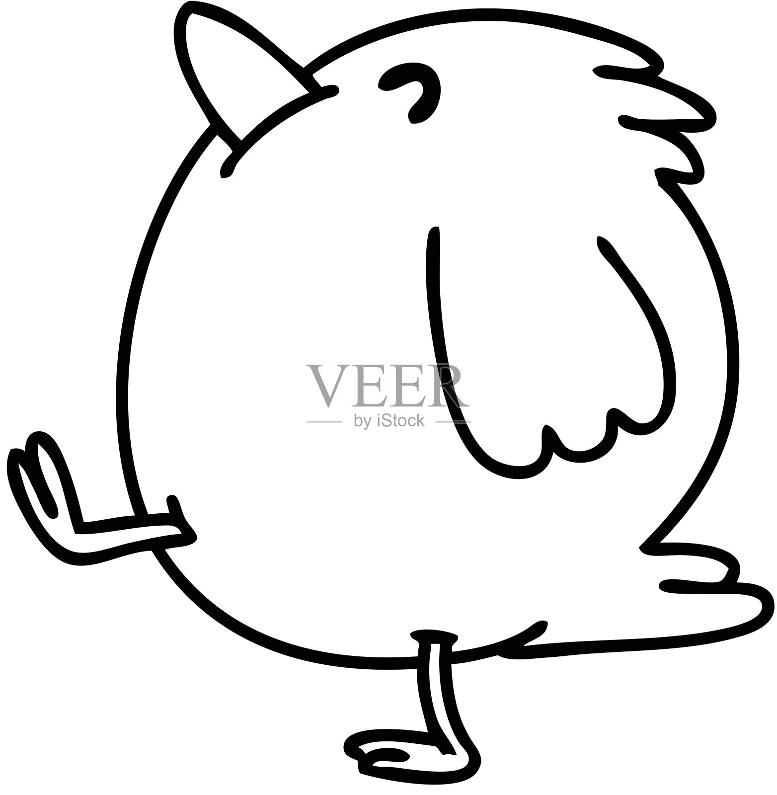 线条涂鸦的一只快乐的鸟行走插画图片素材