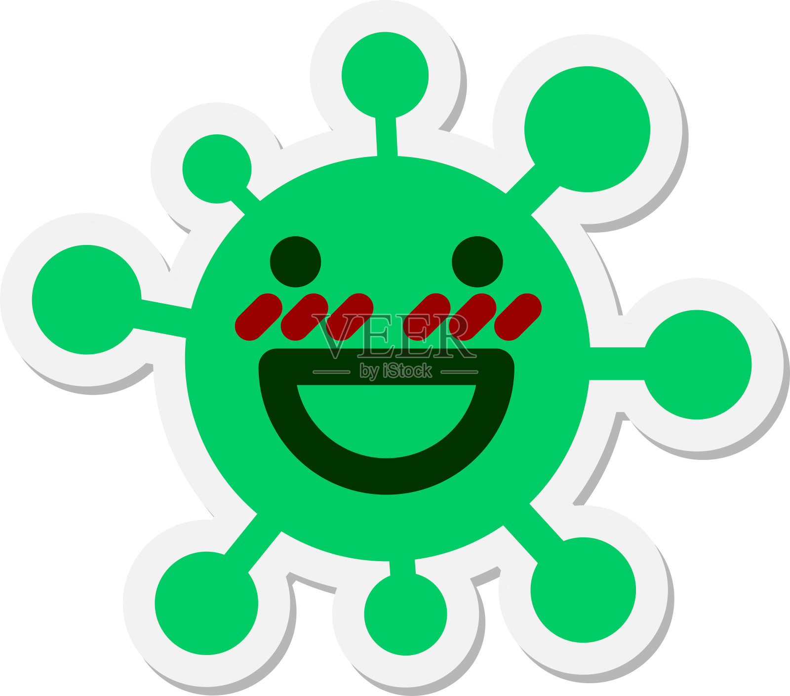 快乐脸红病毒贴纸插画图片素材