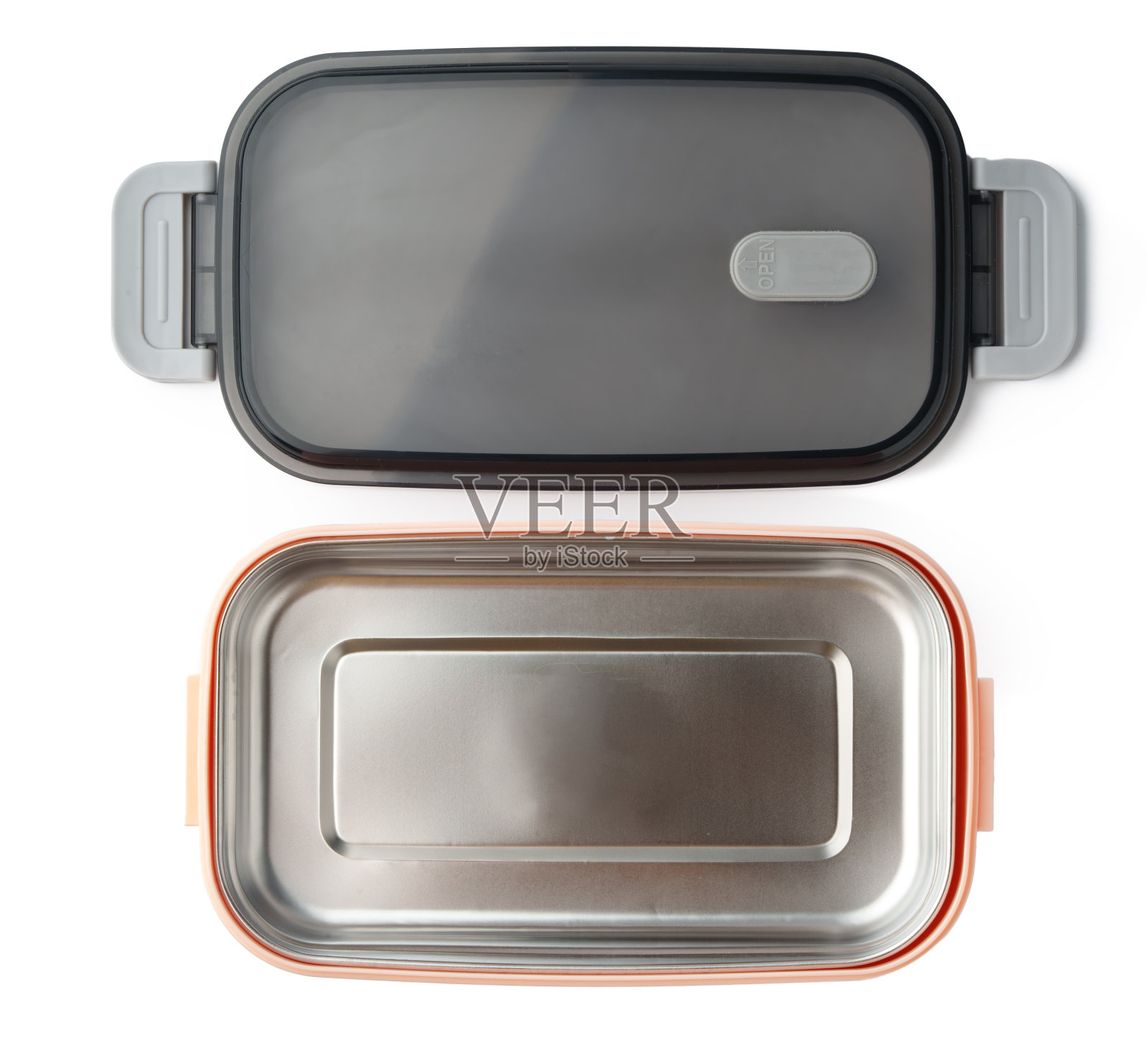 白色背景的塑料食品盒照片摄影图片