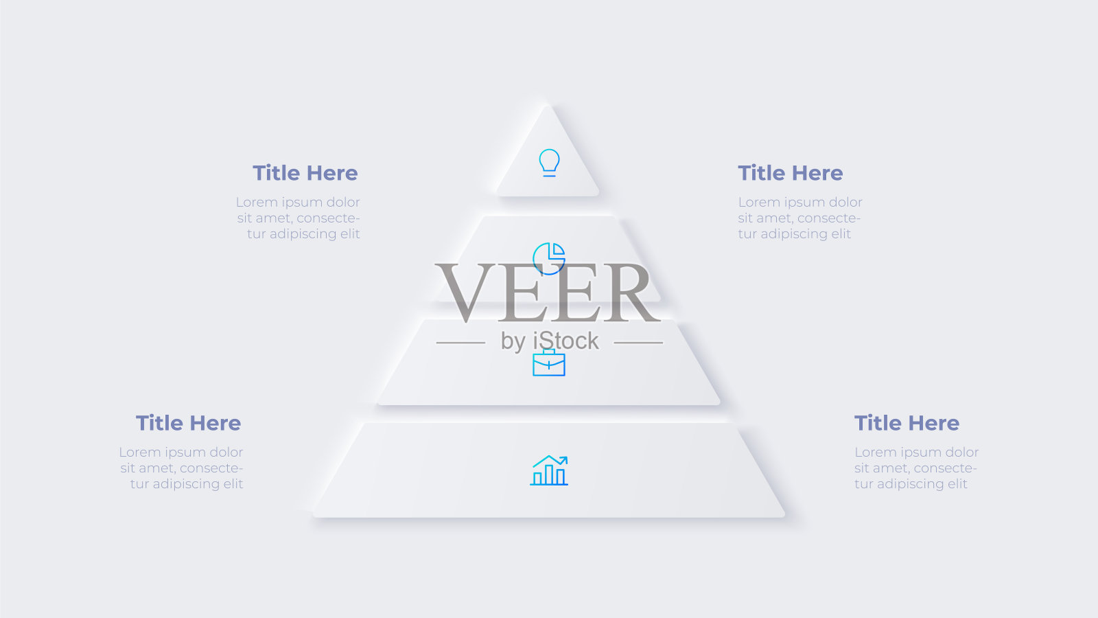 新形态信息图金字塔。业务数据可视化与4个选项。发展过程的概念插画图片素材