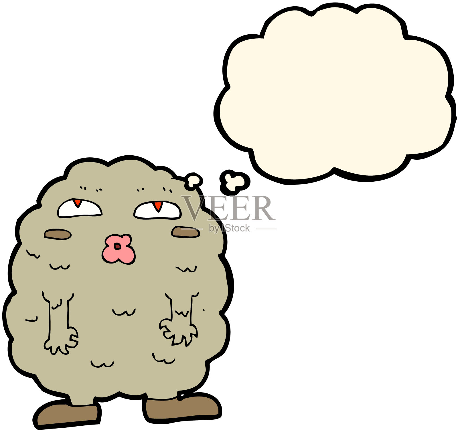 有趣的卡通怪物与思想泡泡插画图片素材