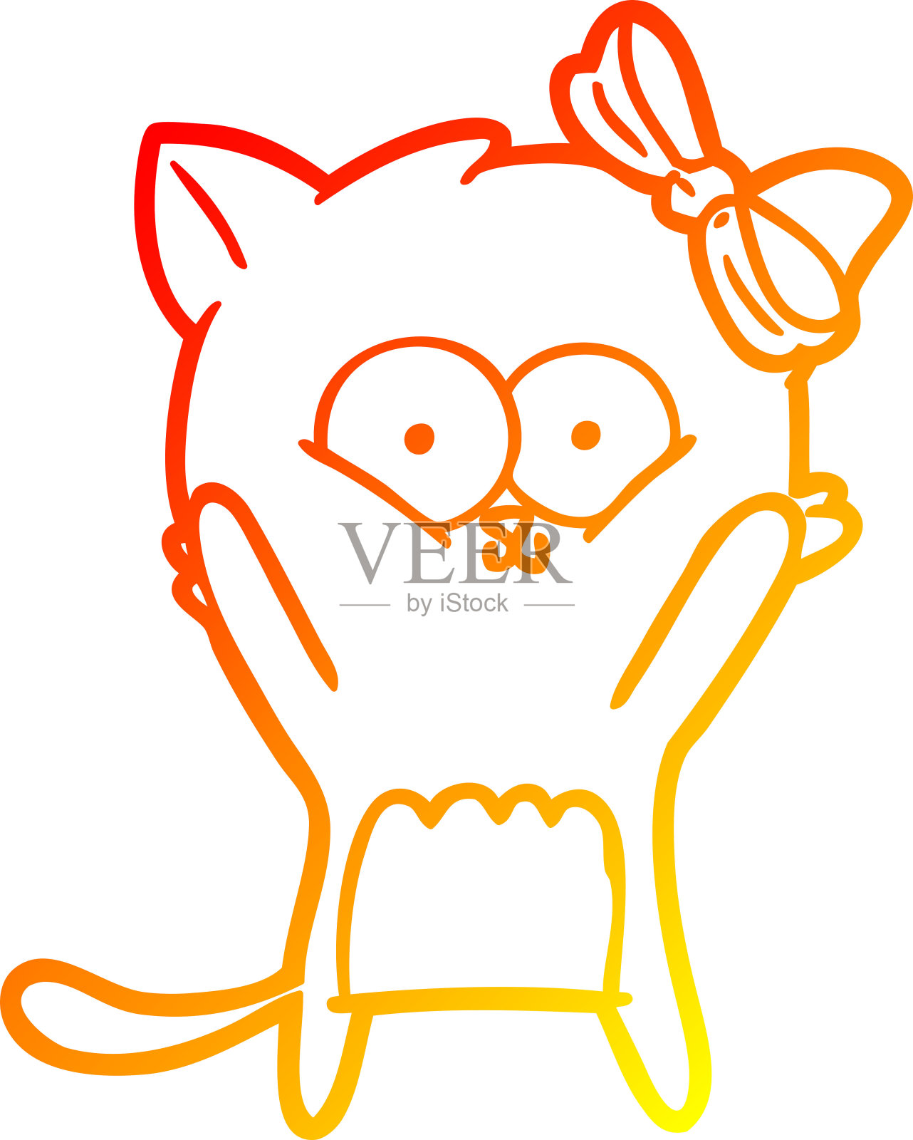 温暖的梯度线绘制的卡通猫插画图片素材