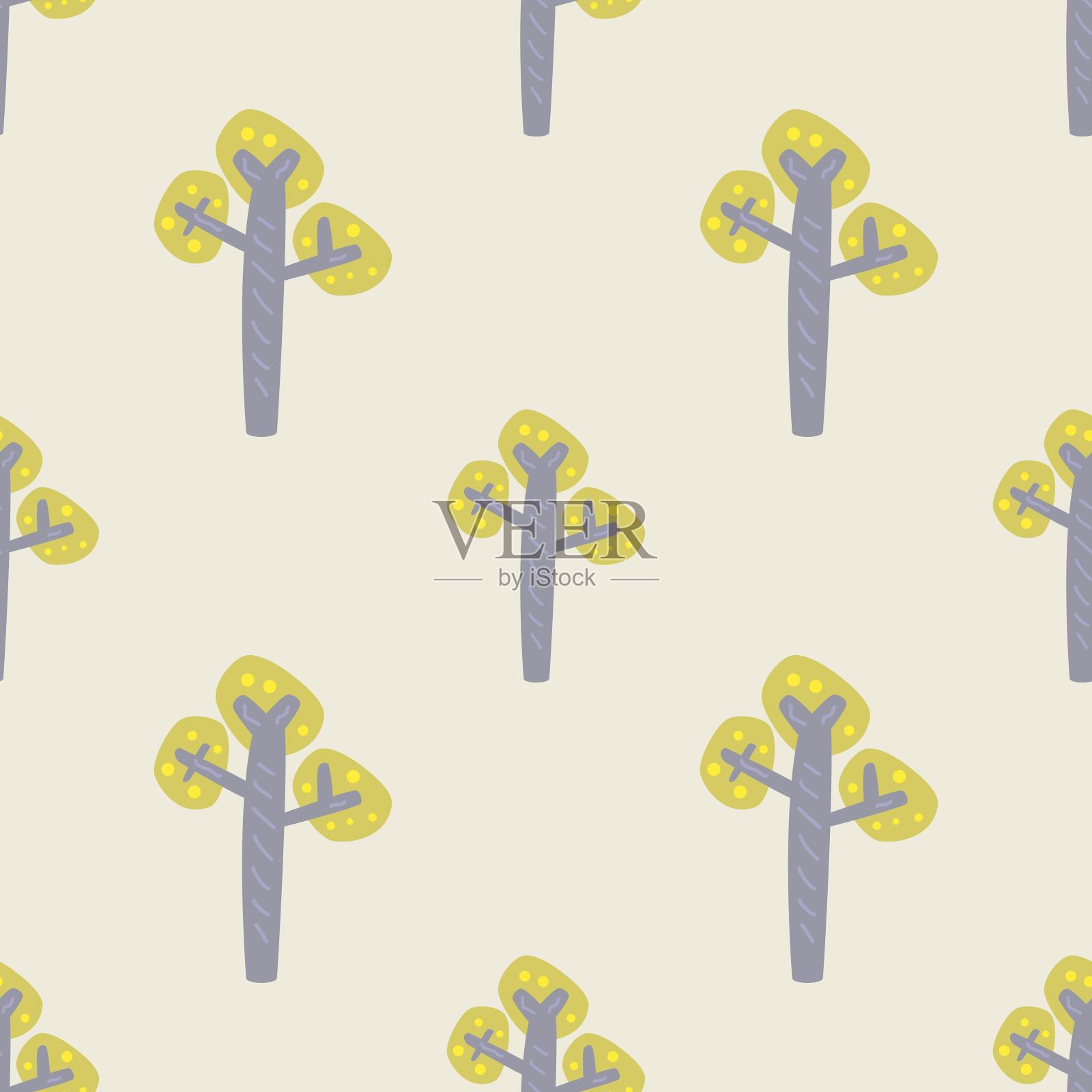 树无缝模式重复自然背景插图的墙壁艺术，精装，织物，纺织品，壁纸插画图片素材