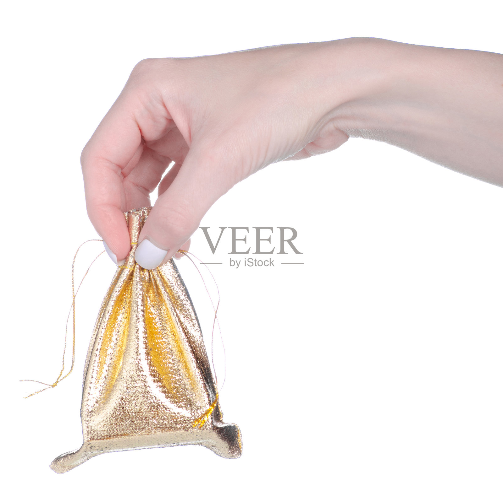 黄金礼品袋在手照片摄影图片