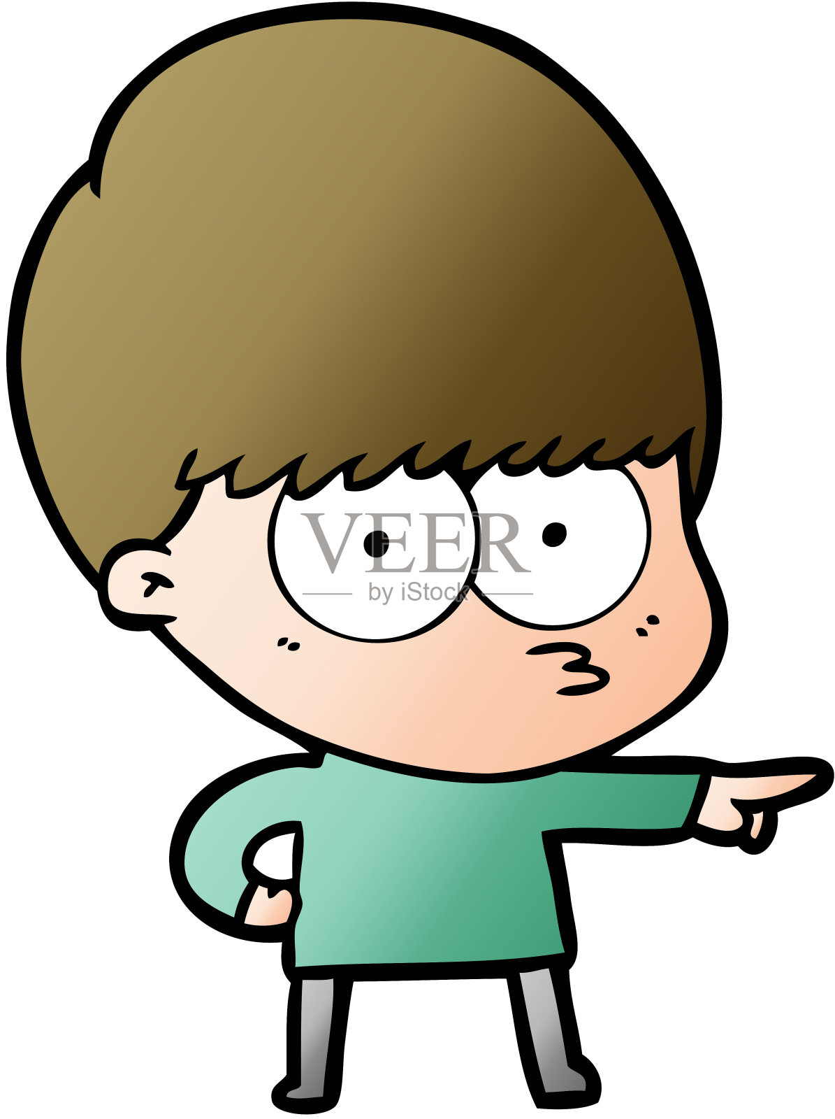 紧张的卡通男孩插画图片素材