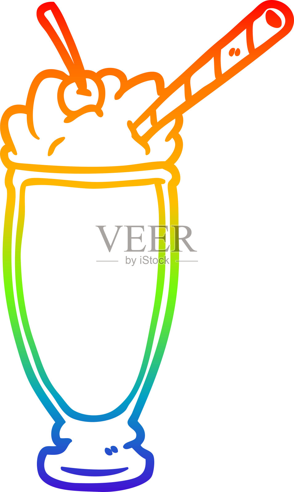 彩虹渐变线条的奶昔插画图片素材