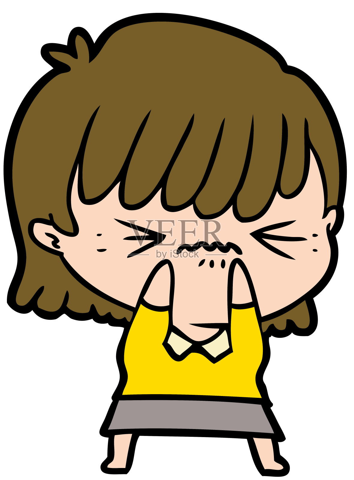 恼怒的卡通女孩设计元素图片