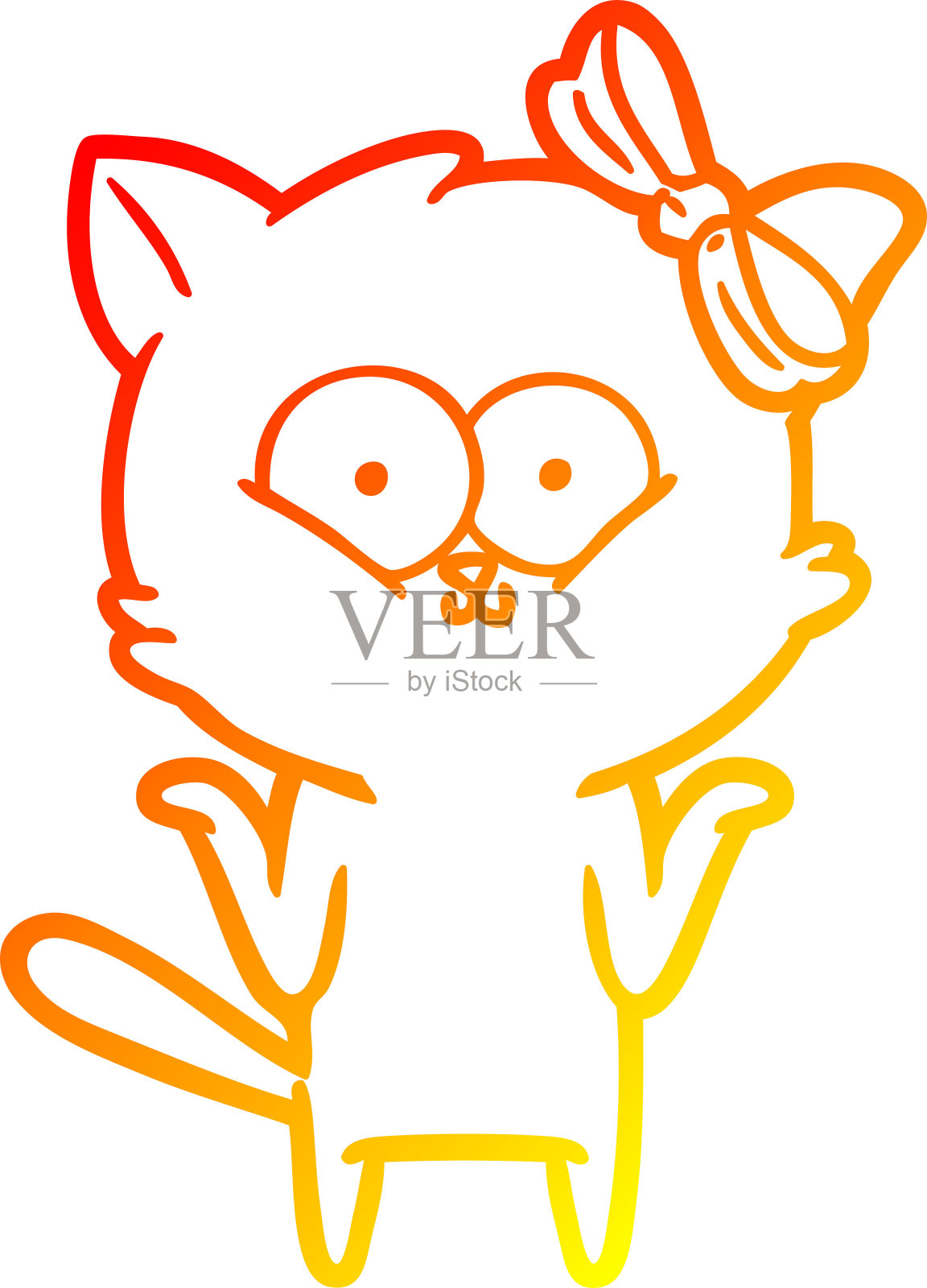 温暖的梯度线绘制的卡通猫插画图片素材