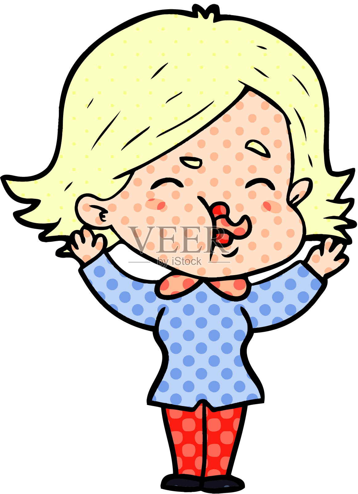 卡通女孩拉脸插画图片素材