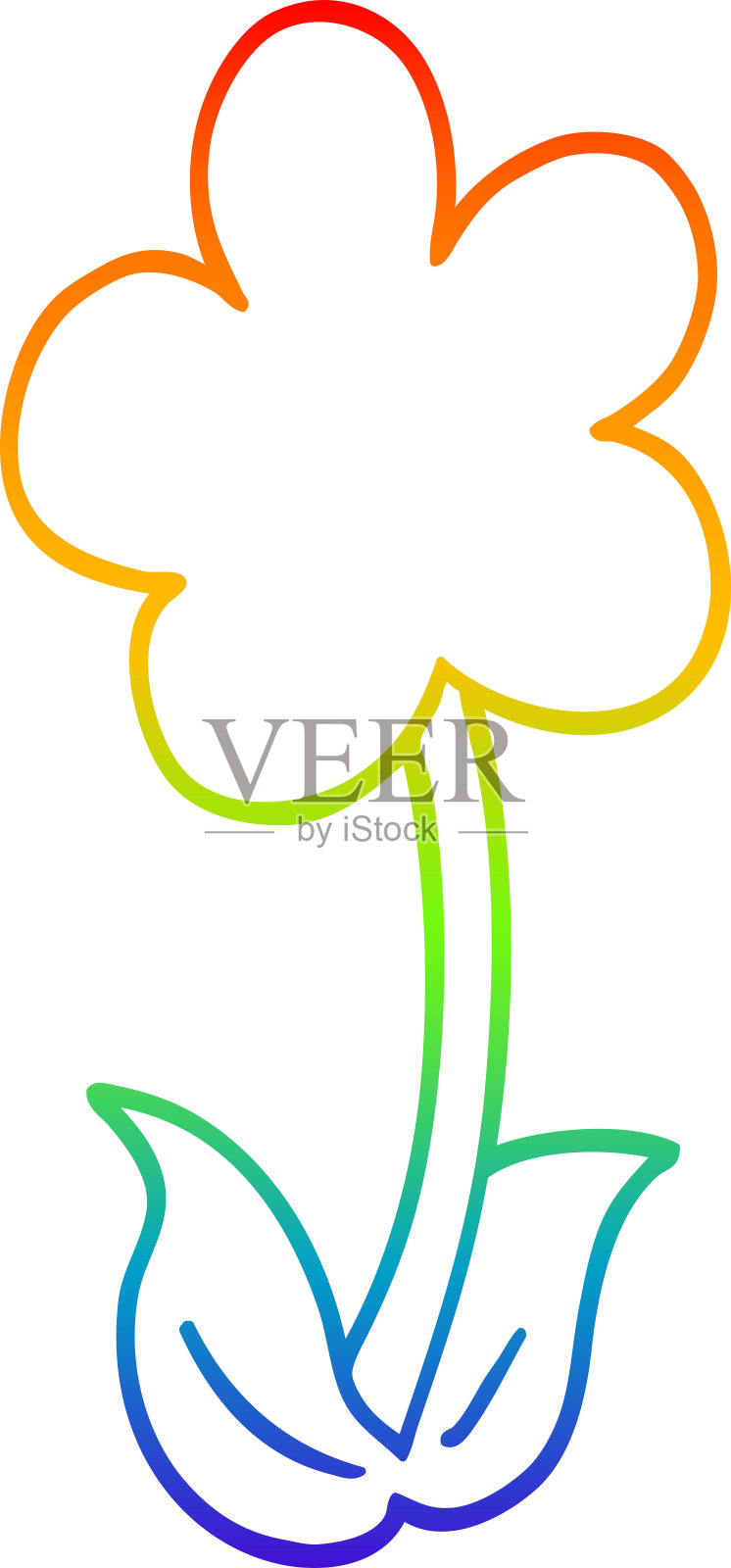 彩虹渐变线画一个可爱的卡通花插画图片素材