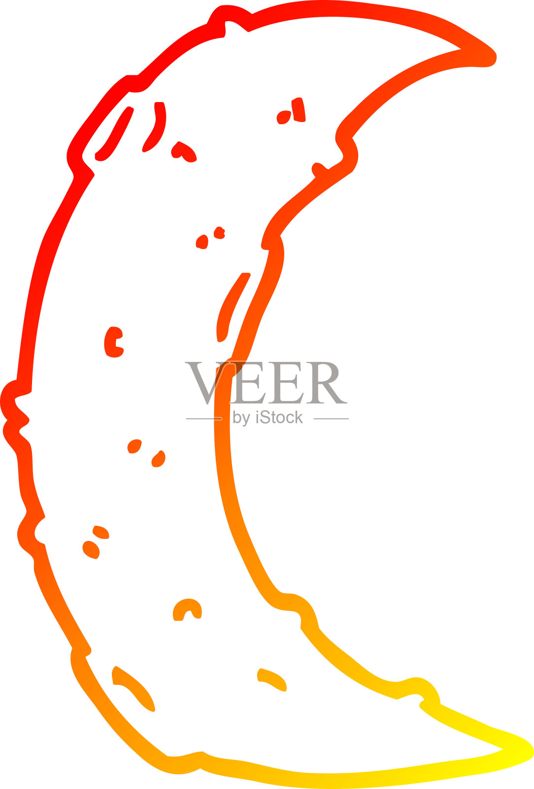 温暖的梯度线绘制的卡通月亮插画图片素材