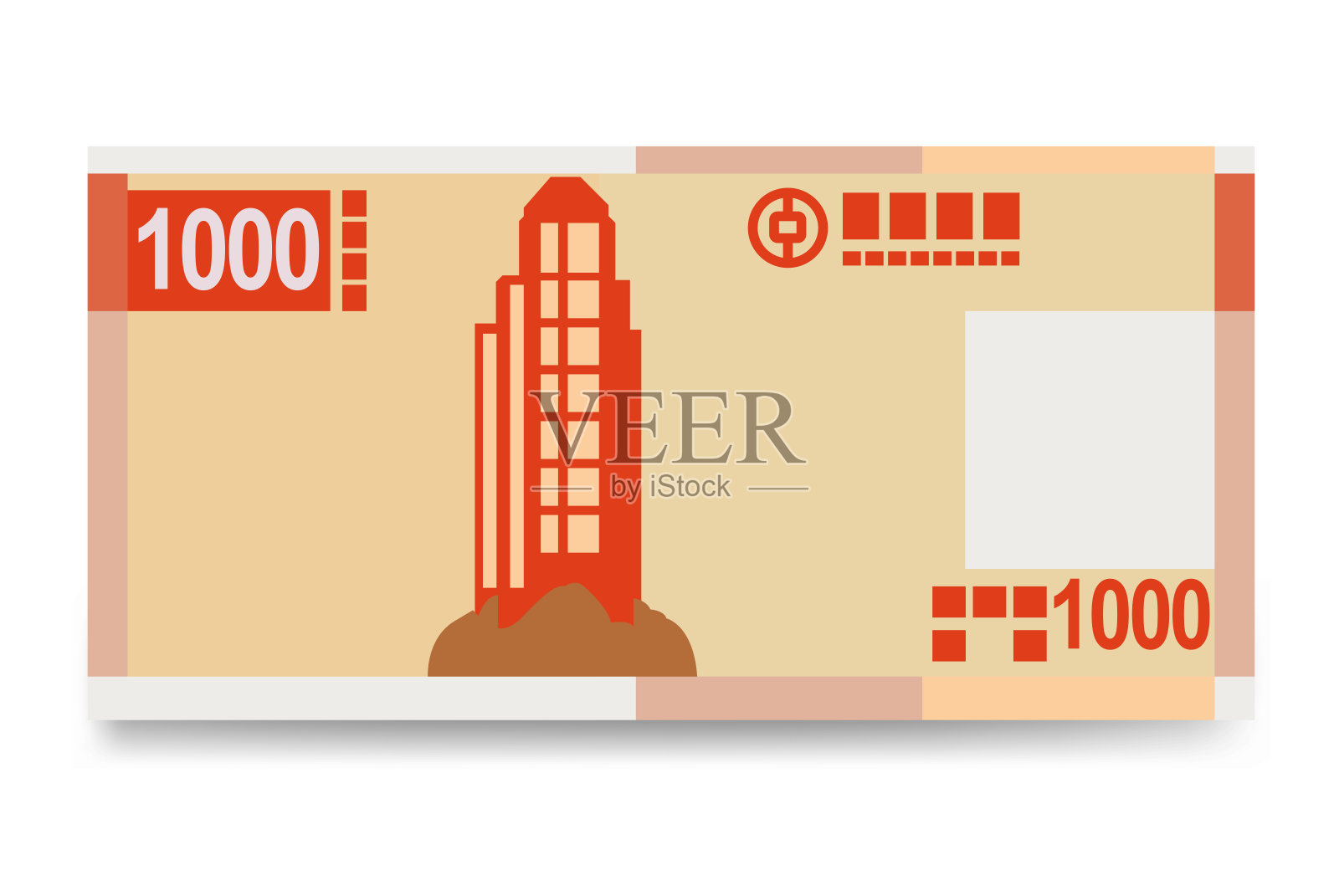 澳门刀矢量图。中国货币套装捆钞。纸币1000澳门币。平的风格。孤立在白色背景上。简单的最小设计。插画图片素材