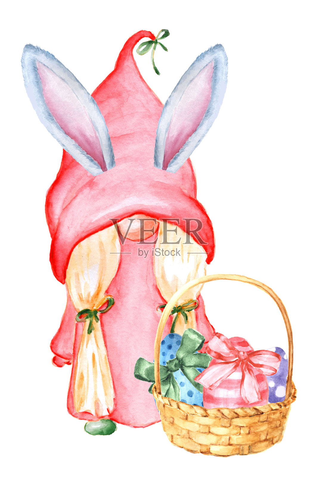 可爱的水彩复活节侏儒插画图片素材