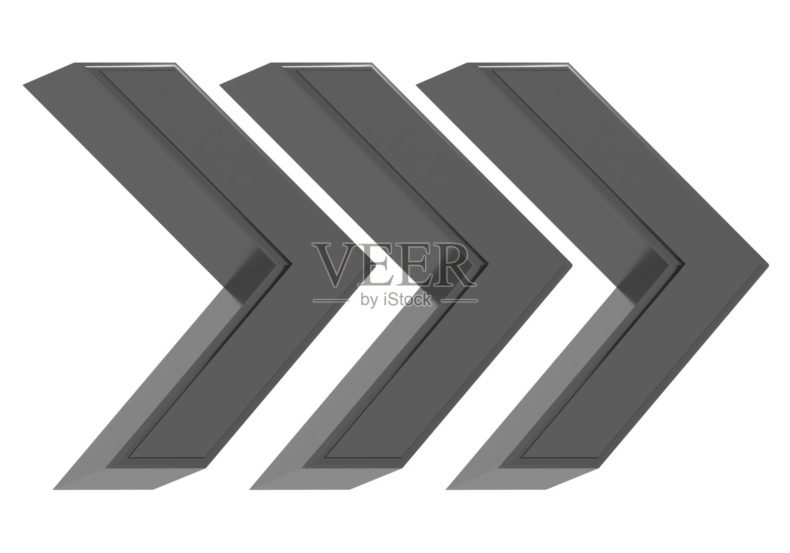 3d黑色箭头图标孤立在白色背景。设计元素图片