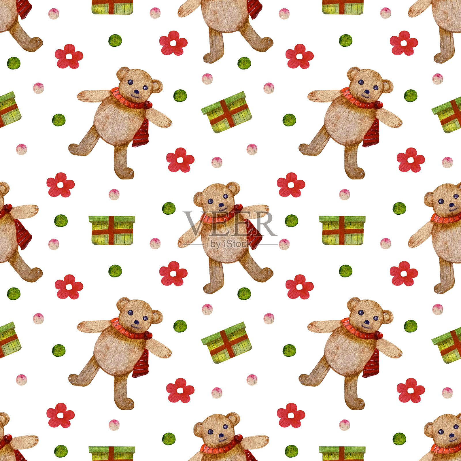 可爱的卡通水彩无缝图案插画图片素材