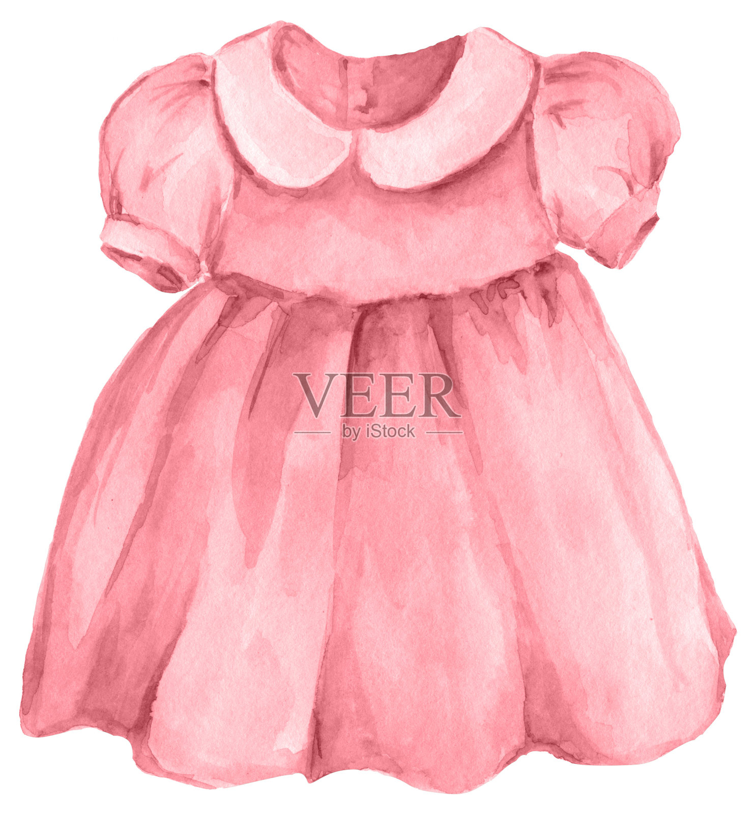 小女孩的水彩裙。婴儿淋浴设计元素。插画图片素材