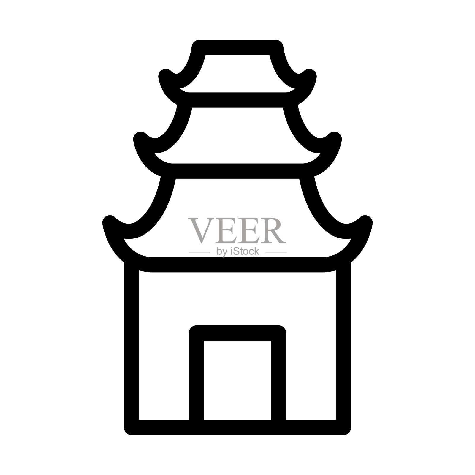 庙粗线图标设计元素图片