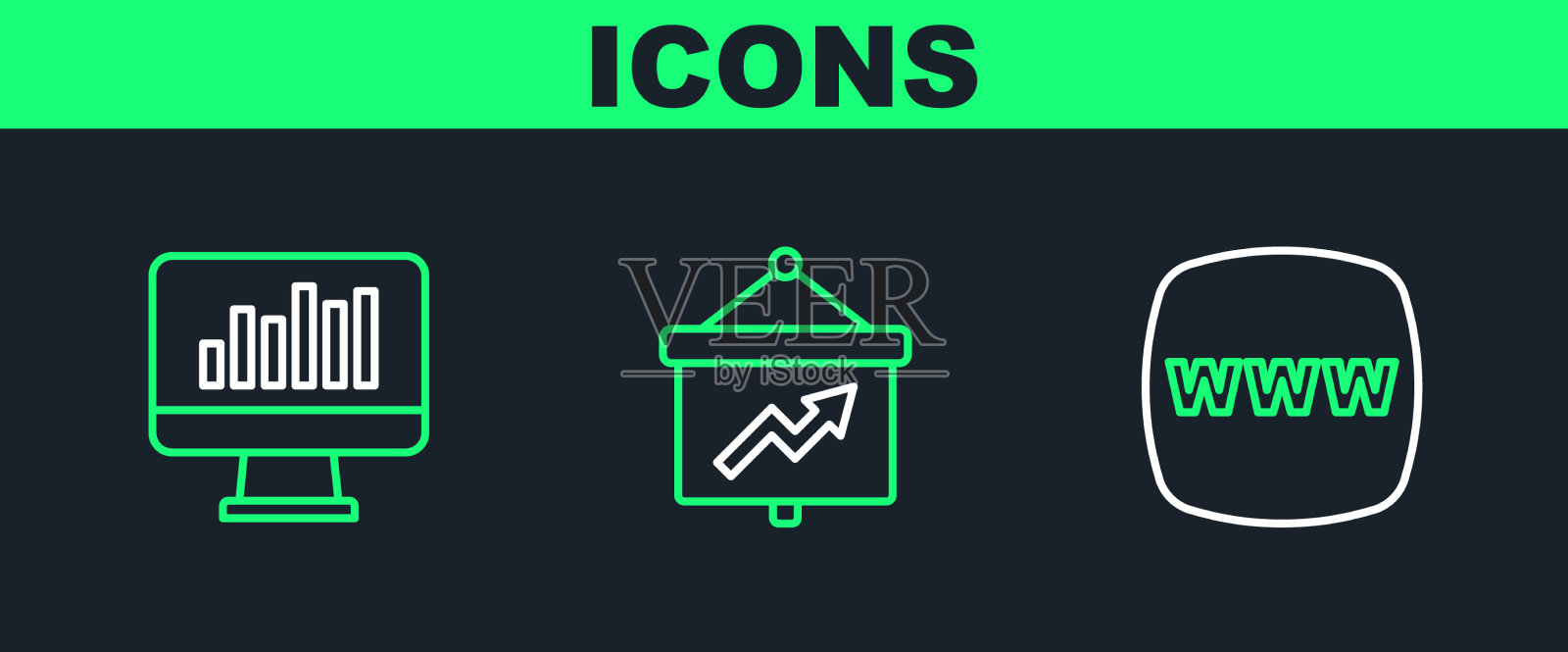 设置行网站模板监视器与图形图标素材