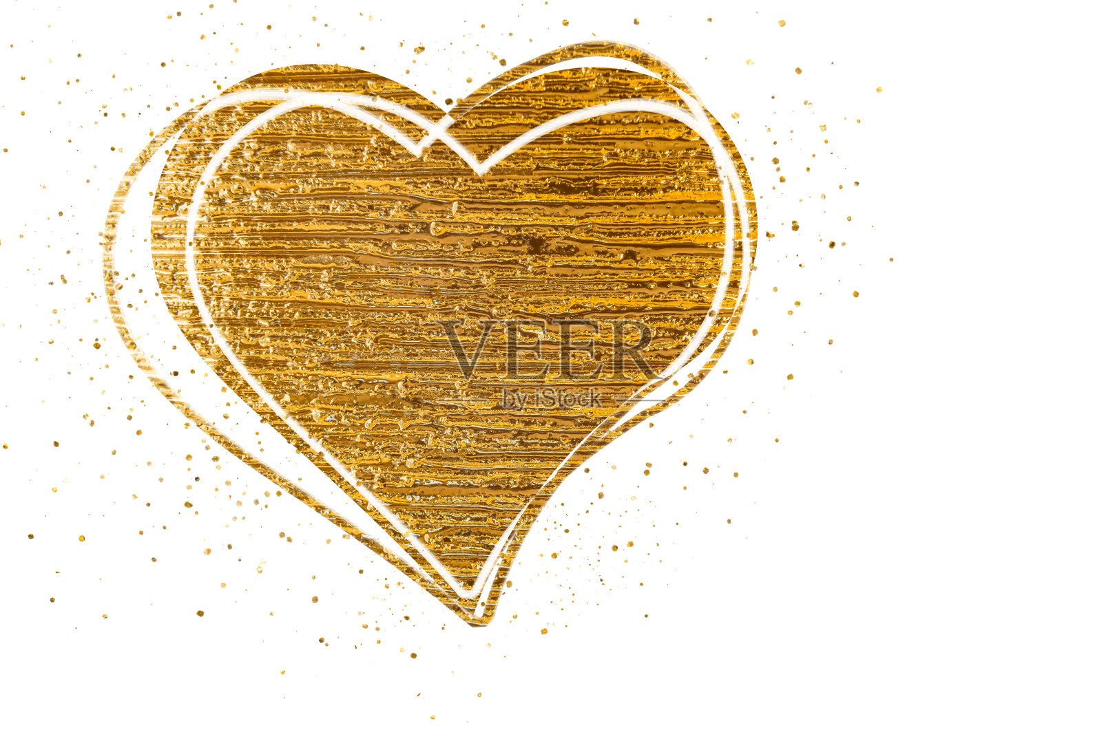 金色的心，白色的背景照片摄影图片