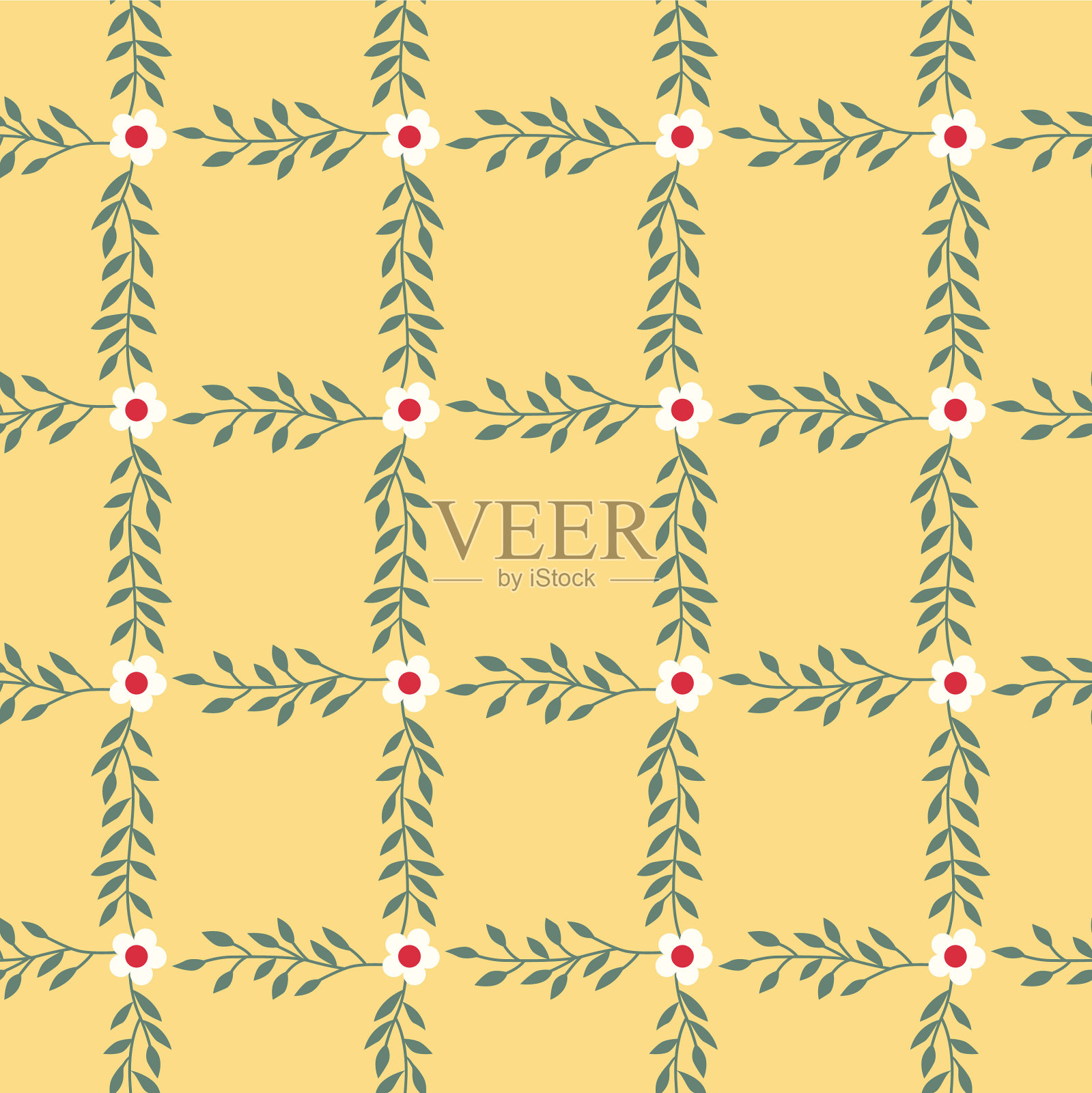 日本花藤方网矢量无缝模式插画图片素材