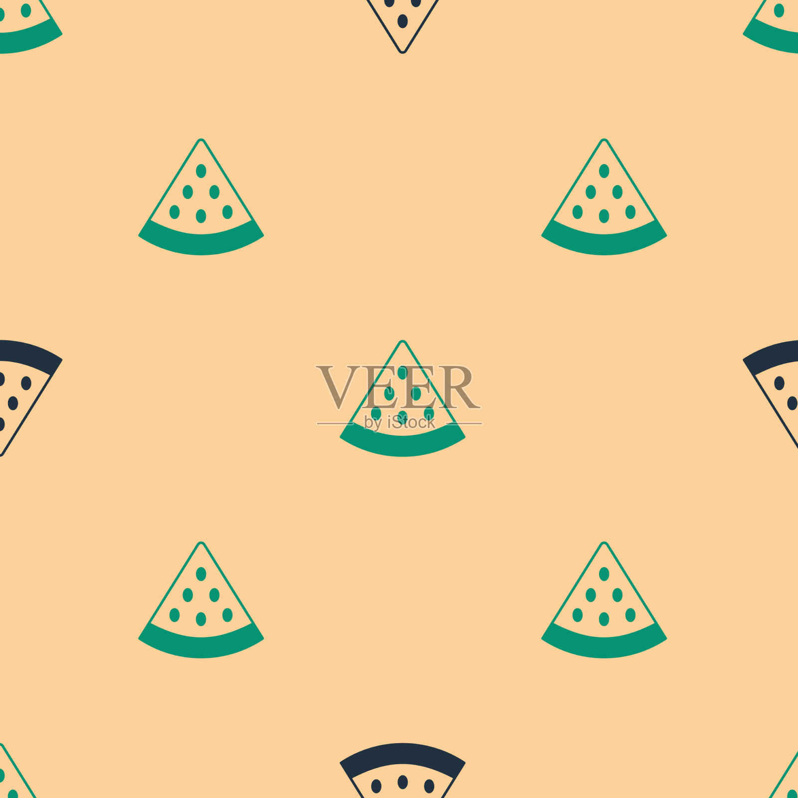 绿色和黑色的西瓜图标隔离无缝插画图片素材