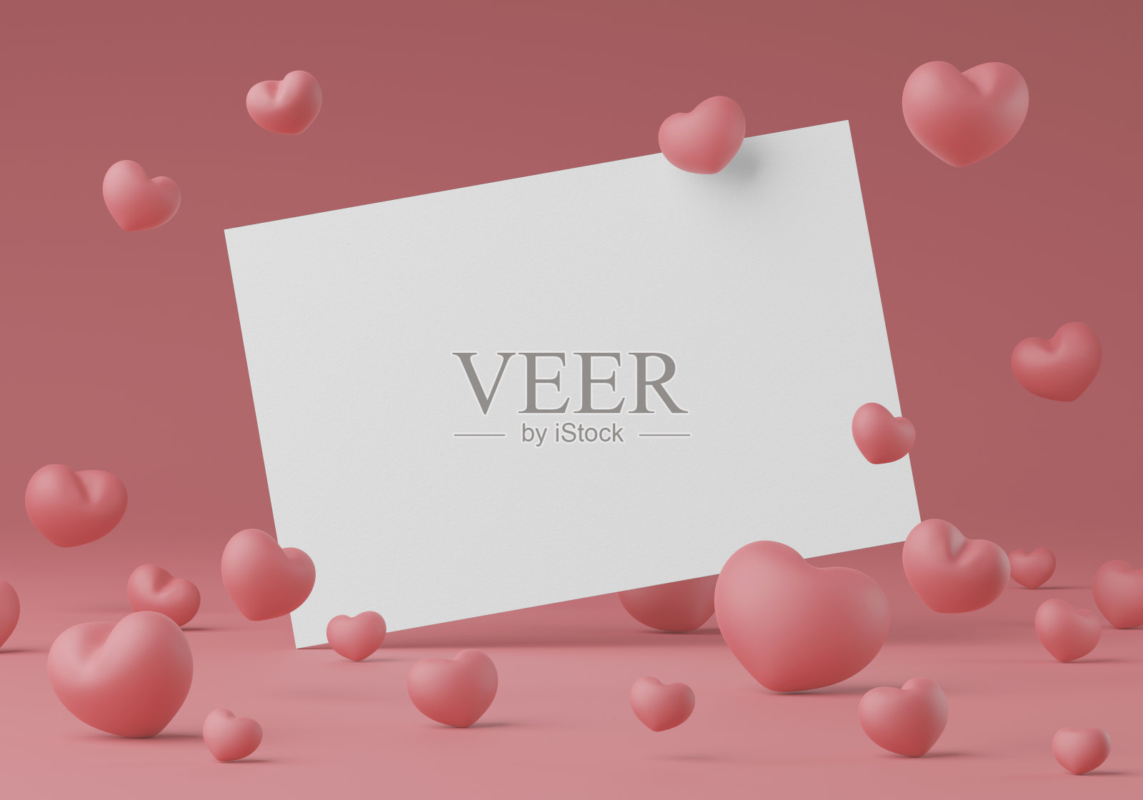 明信片和邀请卡模板情人节与复制空间为您的标志或平面设计，3d渲染工作室照片摄影图片