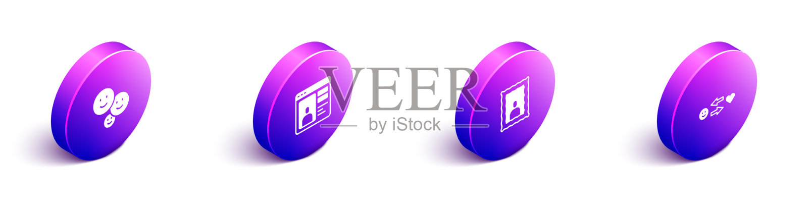 在网上设定等距快乐友谊日约会图标素材