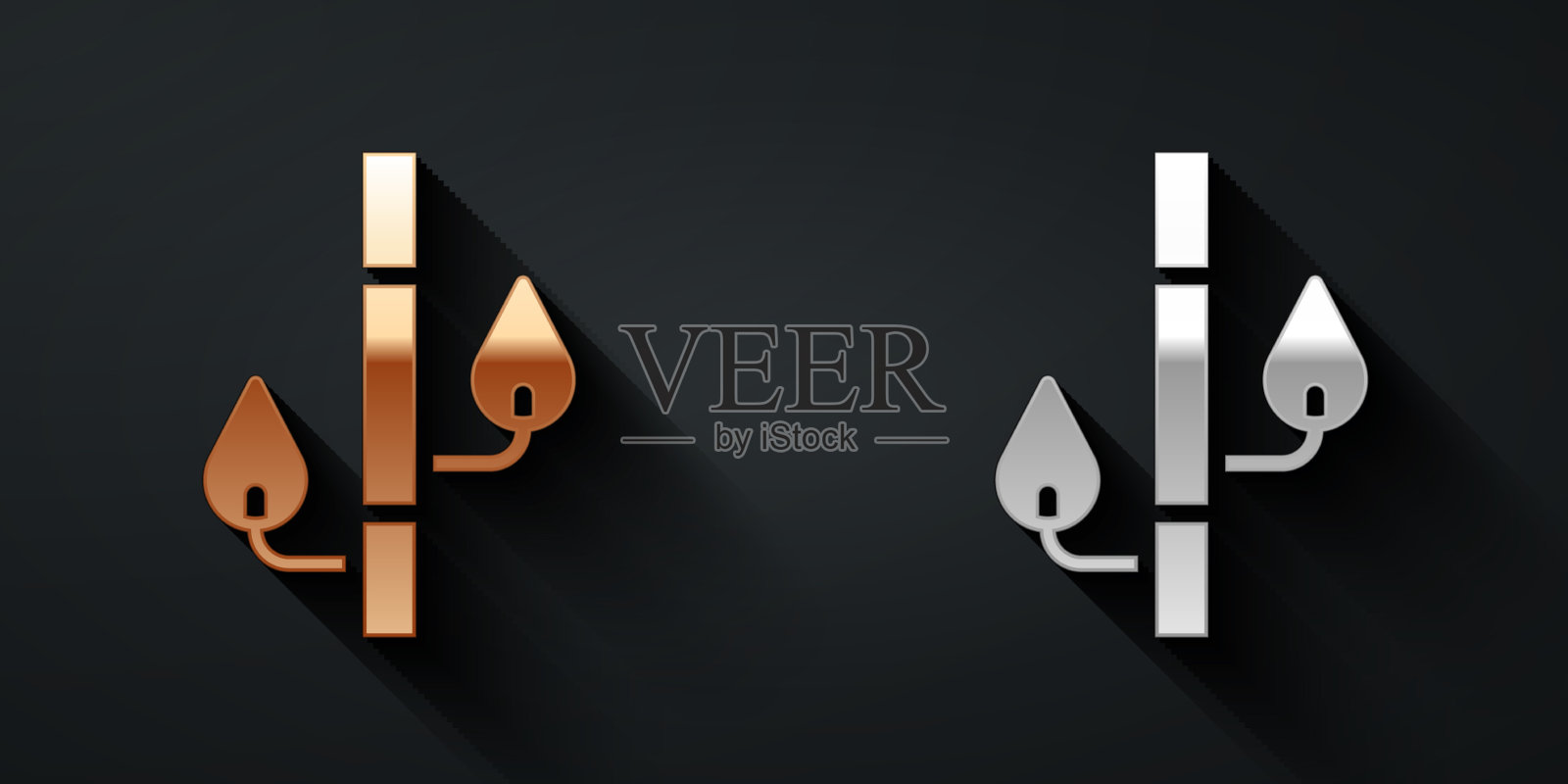 金色和银色竹图标隔离在黑色上插画图片素材