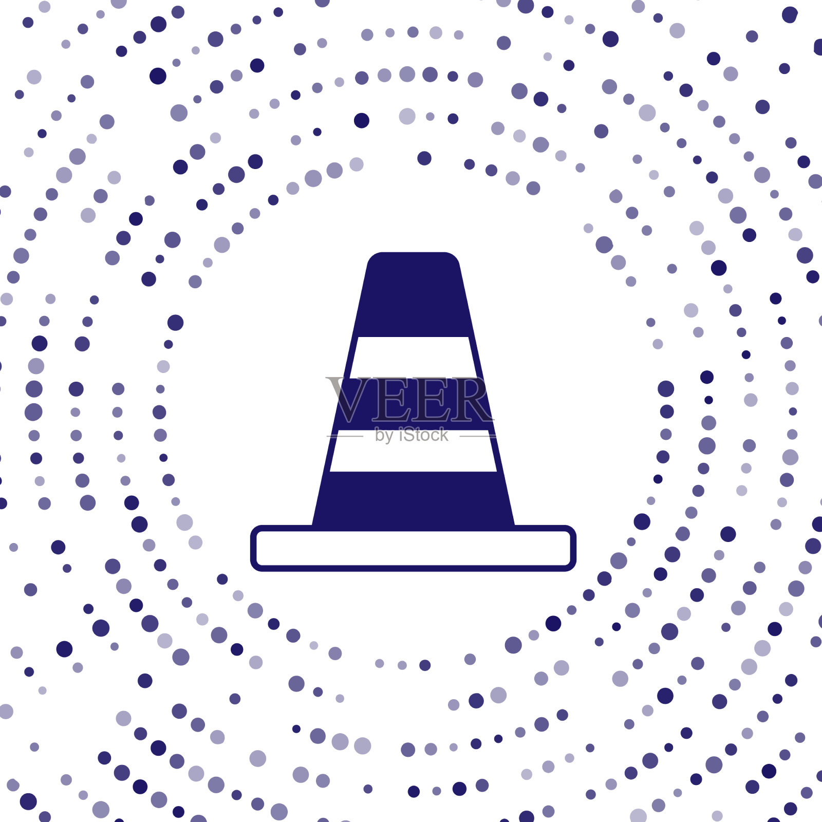 蓝色交通锥图标孤立于白色插画图片素材