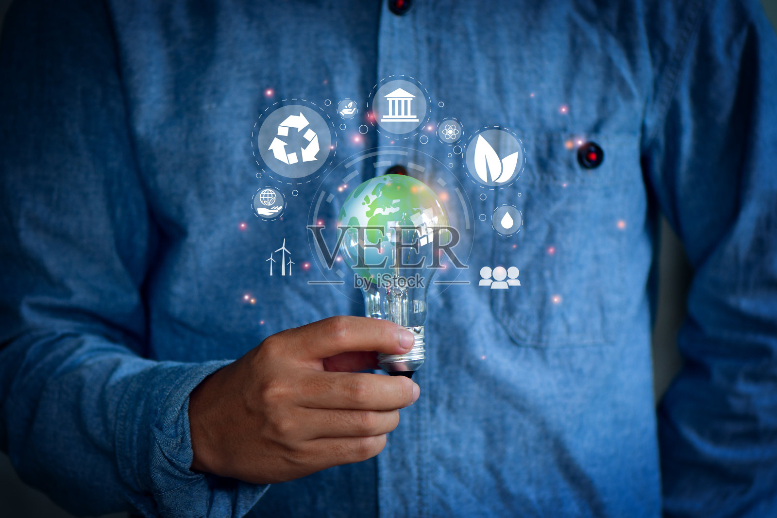 ESG图标概念。环境、社会与治理。天然气能源可持续发展与商业道德的网络连接照片摄影图片