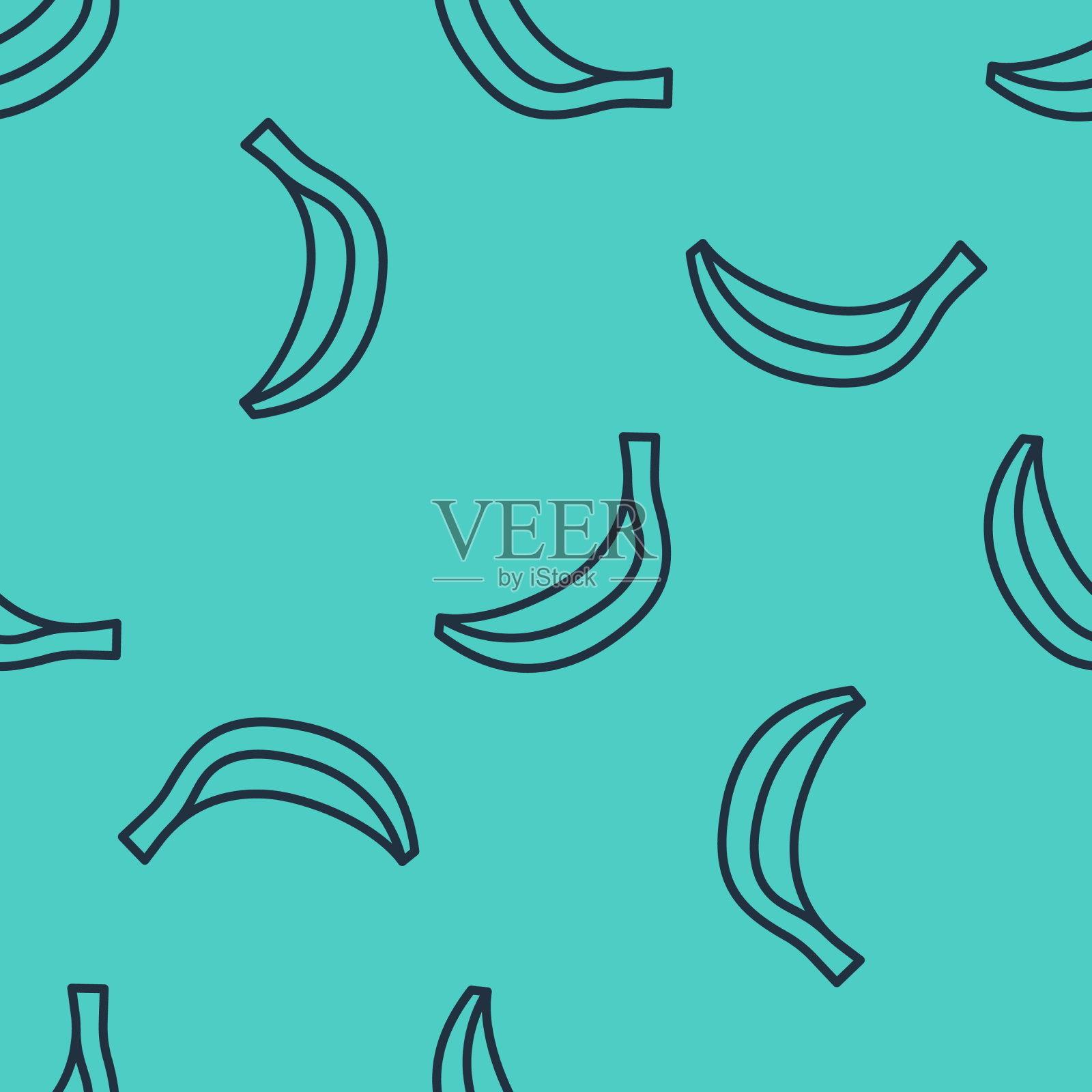 黑线香蕉图标隔离无缝模式插画图片素材