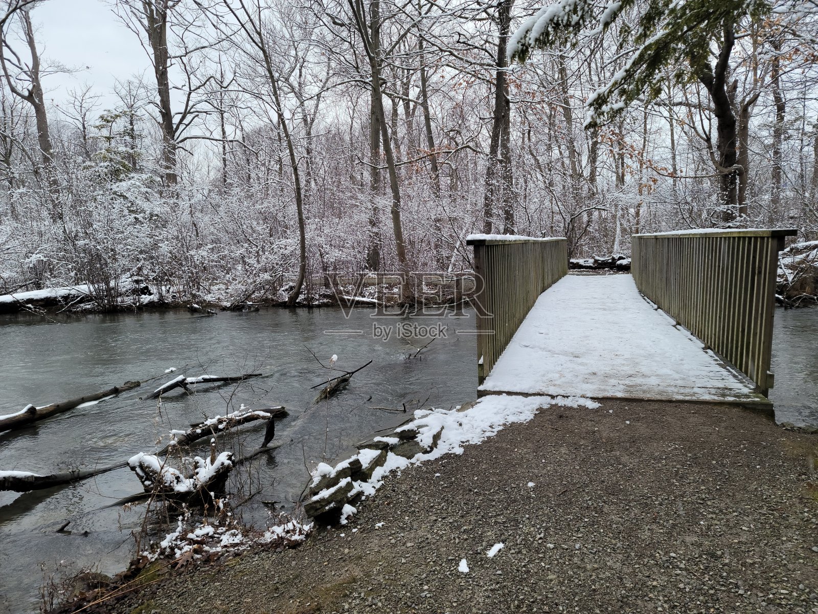 加拿大尼亚加拉瀑布小径上的冬季达弗林群岛大桥的美丽照片照片摄影图片