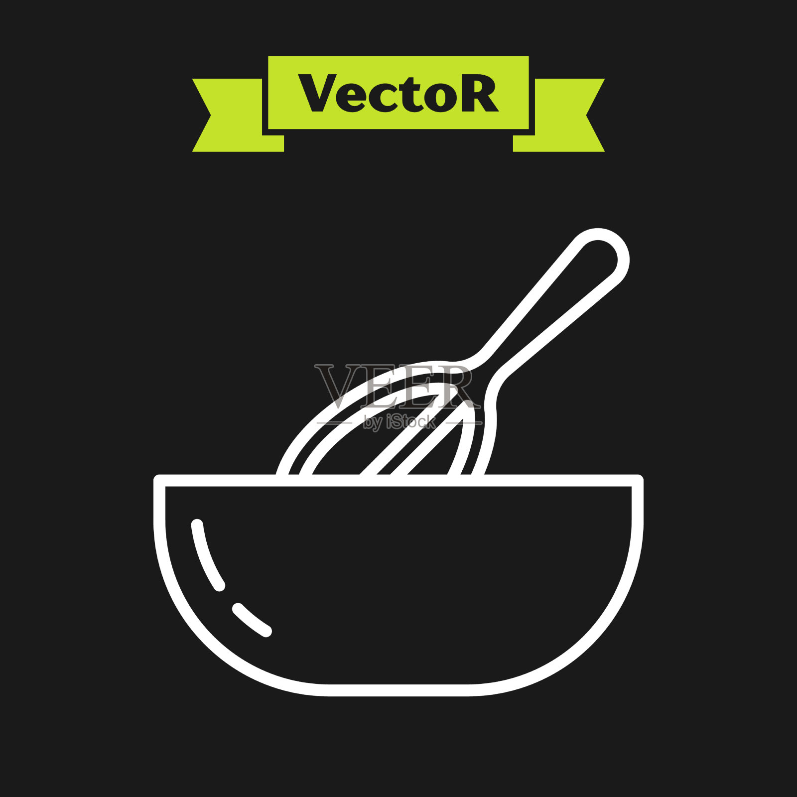 白线厨房打蛋器和碗图标隔离上插画图片素材