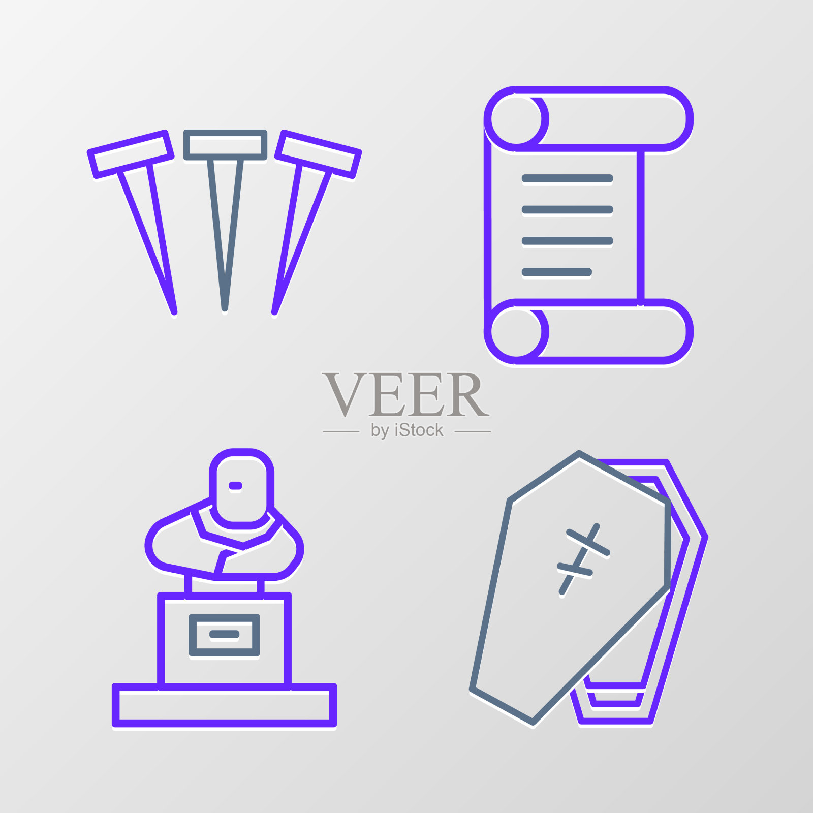 设线棺与十字墓墓碑图标素材