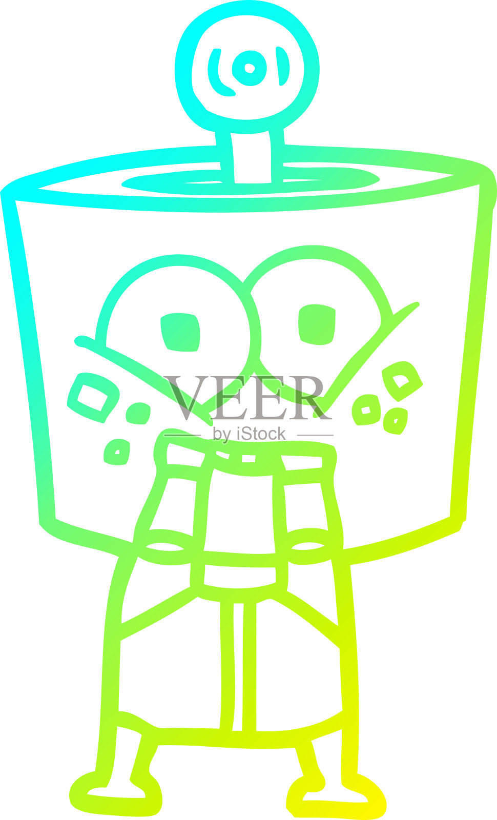 冷梯度线绘制一个快乐的卡通机器人设计元素图片