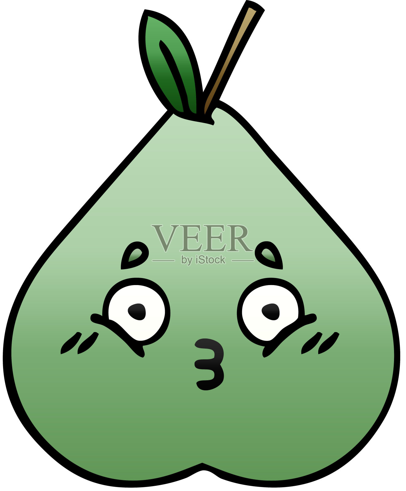 渐变阴影卡通的绿色梨插画图片素材