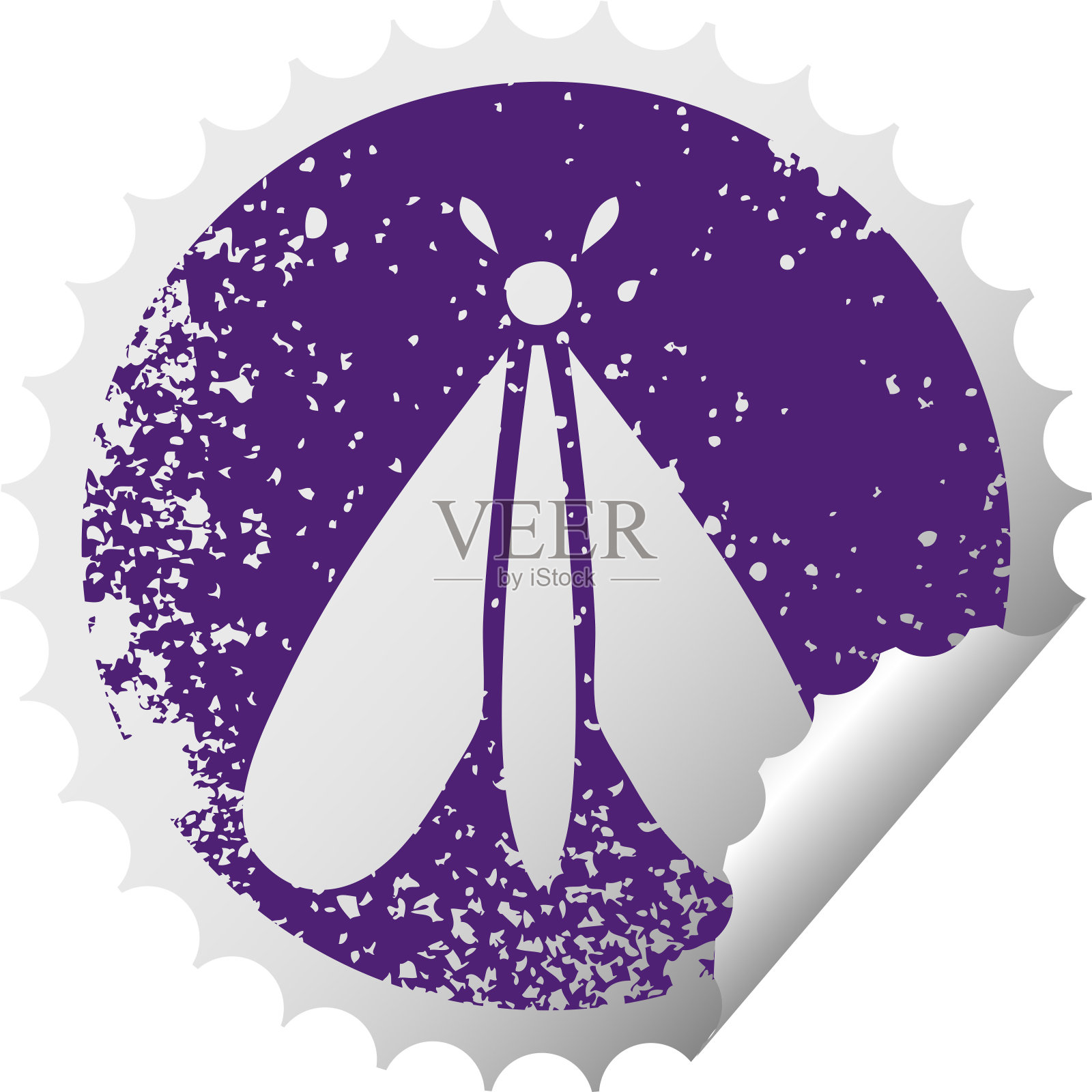 心疼的圆形剥落贴纸符号的蛾子虫子插画图片素材