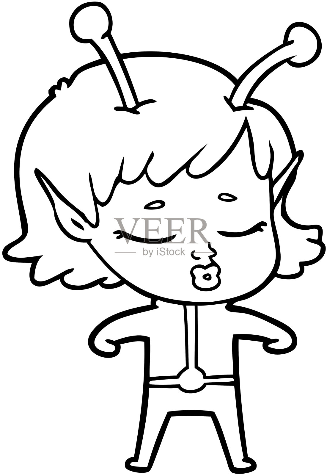 卡通外星人女孩设计元素图片