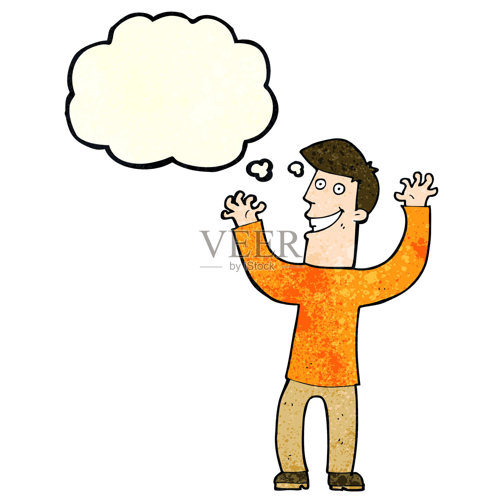 带有想法泡泡的卡通人物插画图片素材