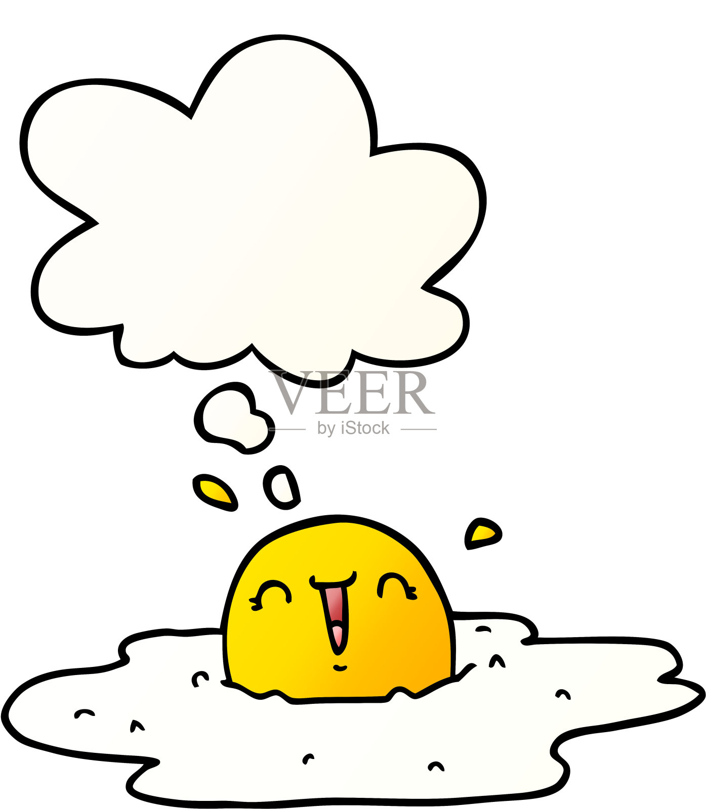 卡通煎蛋与思想泡沫平滑渐变风格设计元素图片