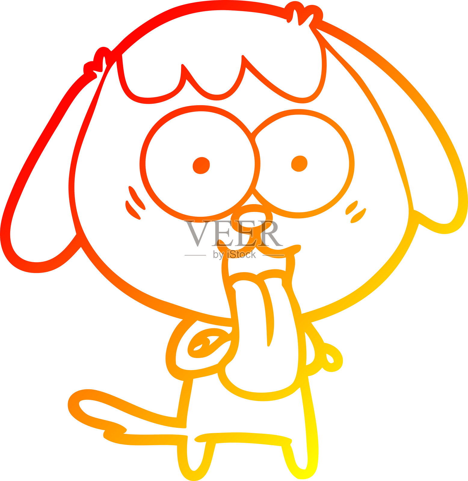 温暖的梯度线绘制一个可爱的卡通狗设计元素图片